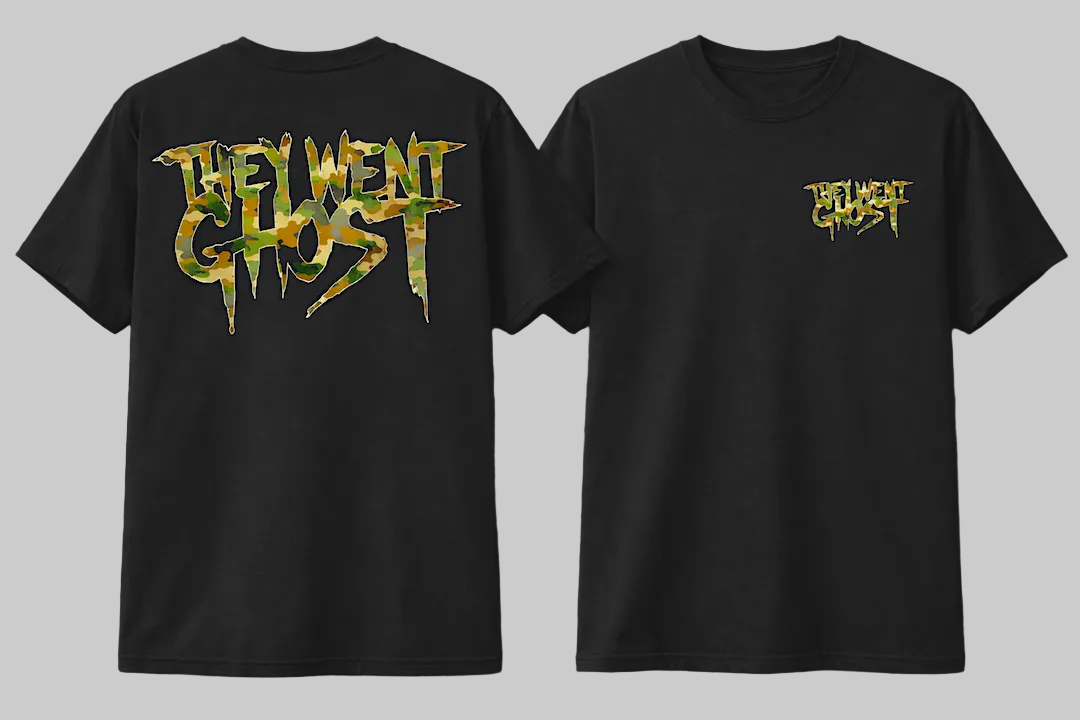 Black t-shirt with 'They Went Ghost' l